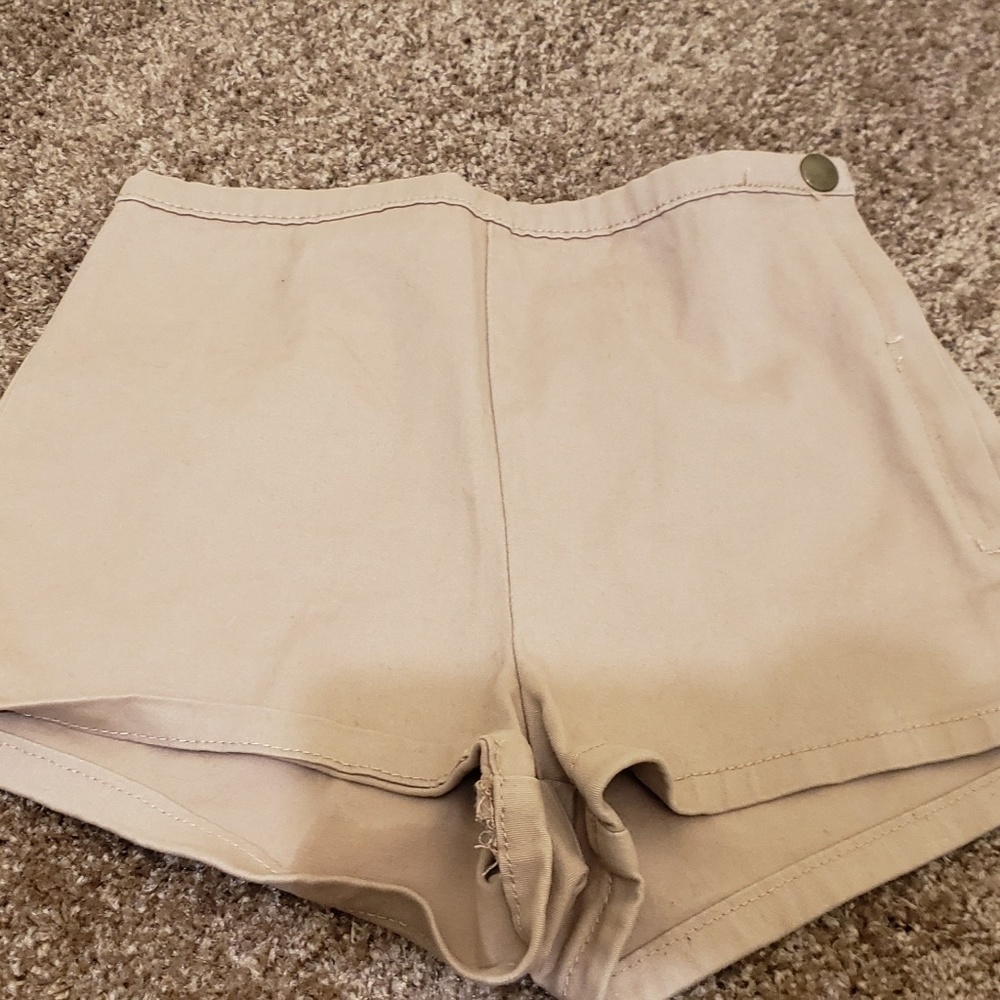 Mid waist tan shorts